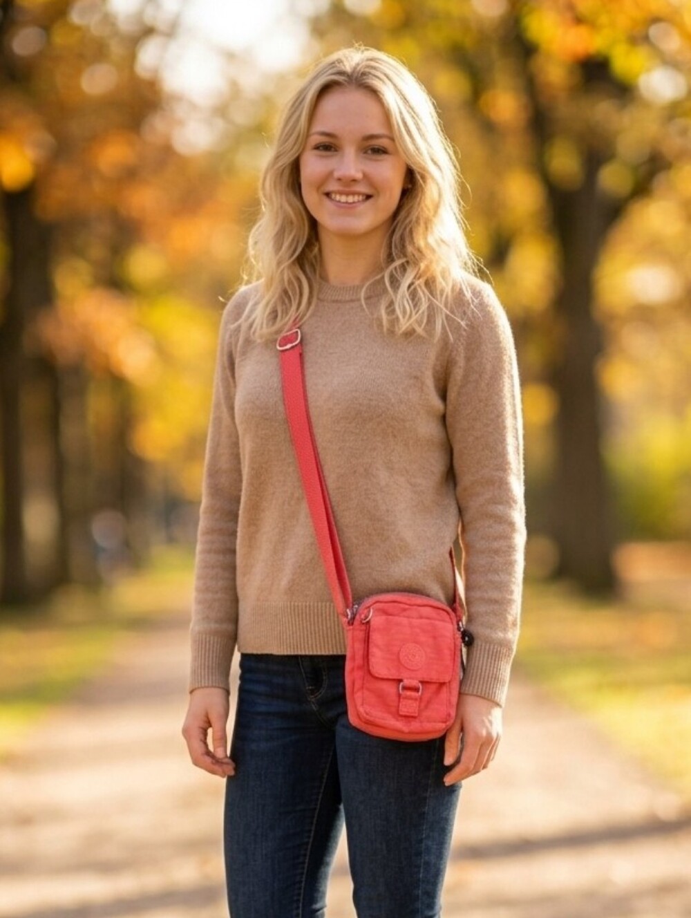 Kipling Coral Pink Crossbody Pouch